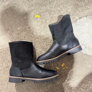 Black Leather and Suede Boots